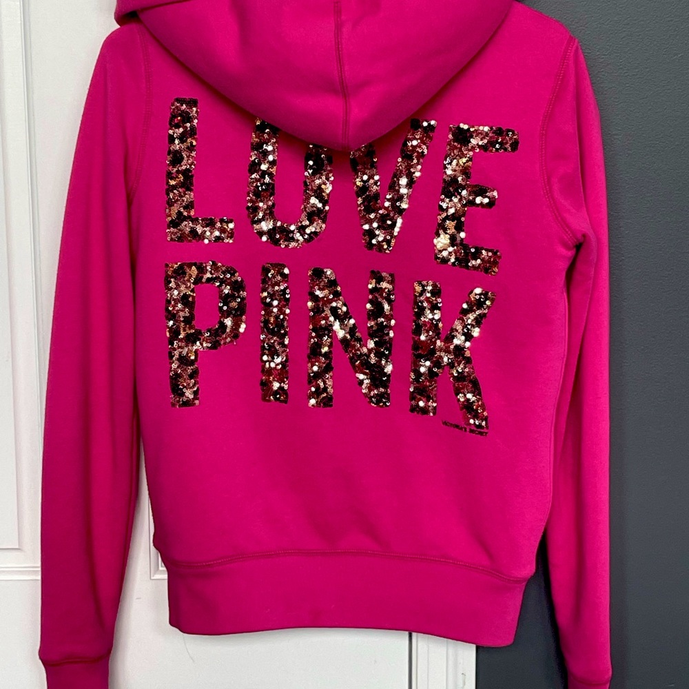 Victoria’s Secret sequined fur-lined zip up hoodie